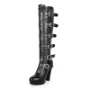 Knee high boots with buckles and block heels (model 717)