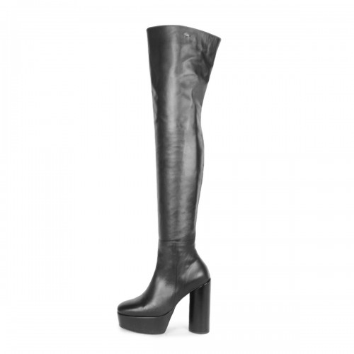 Thigh high boots 70s style with block heels made-to-measure (Model 607)