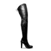 Thigh high boot with wide heel and lacing made-to-measure (Model 502)