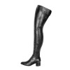 Boots with rivets and block heel thigh high (Model 590)