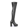 Thigh high boots 70s style with block heels (Model 607)
