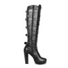 Knee high boots with buckles and block heels (model 717)