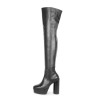 Thigh high boots 70s style with block heels (Model 607)